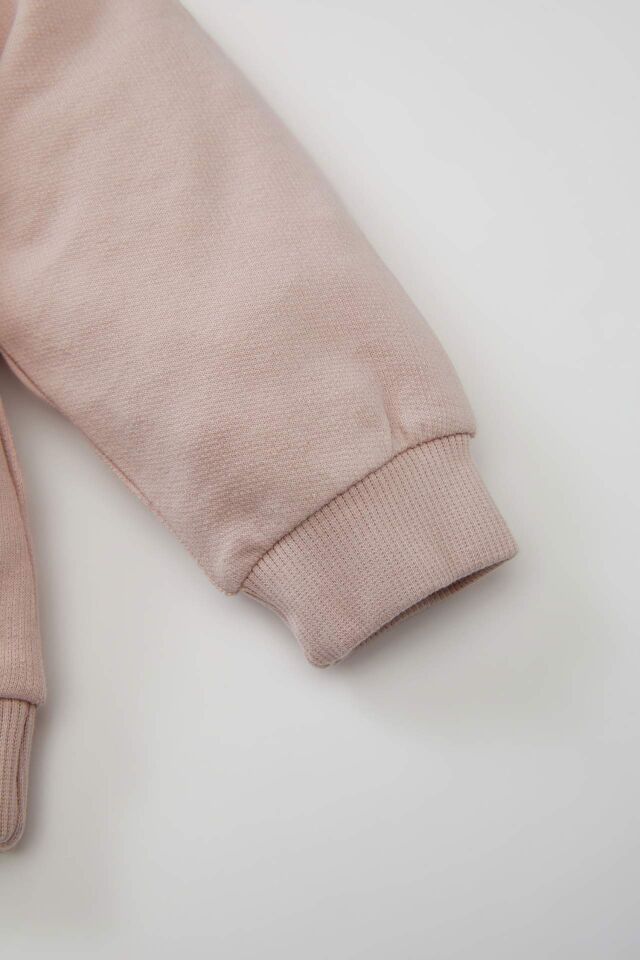 Kız Bebek Bisiklet Yaka Yazı Baskılı Sweatshirt
