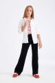 Kız Çocuk Slim Fit Dar Kesim Bengalin Uzun Kollu Basic Düz Beyaz Okul Gömleği