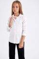 Kız Çocuk Slim Fit Dar Kesim Bengalin Uzun Kollu Basic Düz Beyaz Okul Gömleği