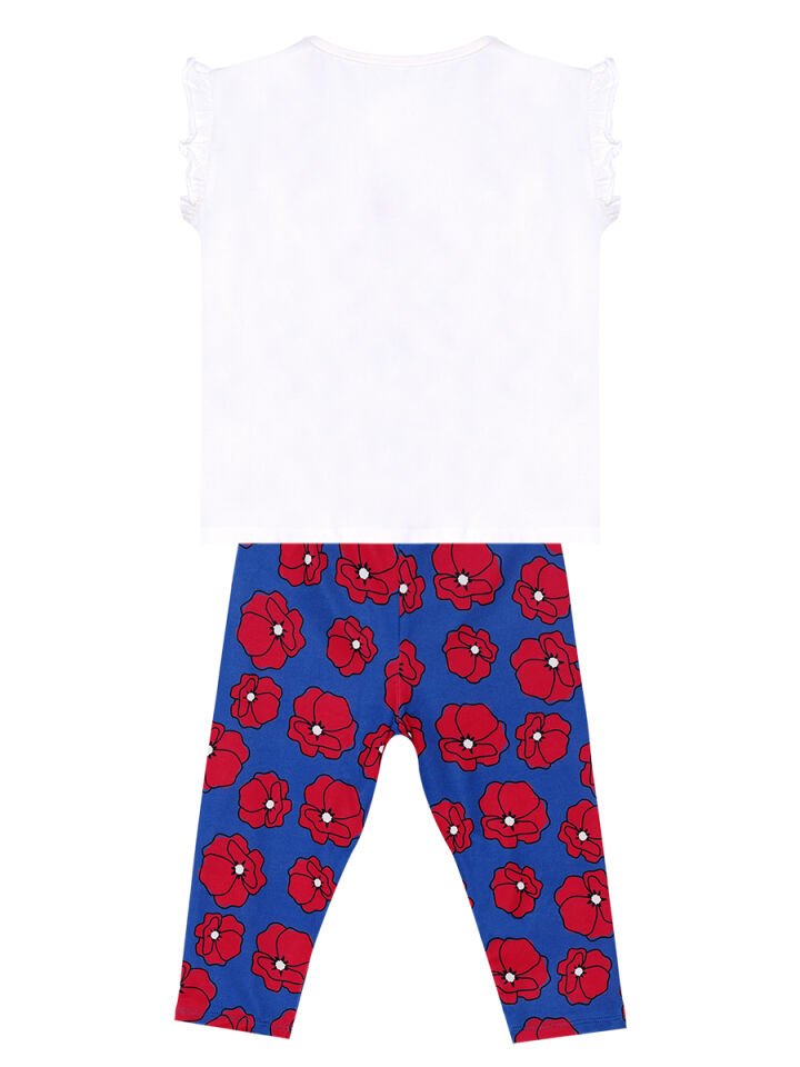 Kırmızı Gelincik Kız Çocuk T-shirt Tayt Takım 3 Y - Beyaz, Lacivert