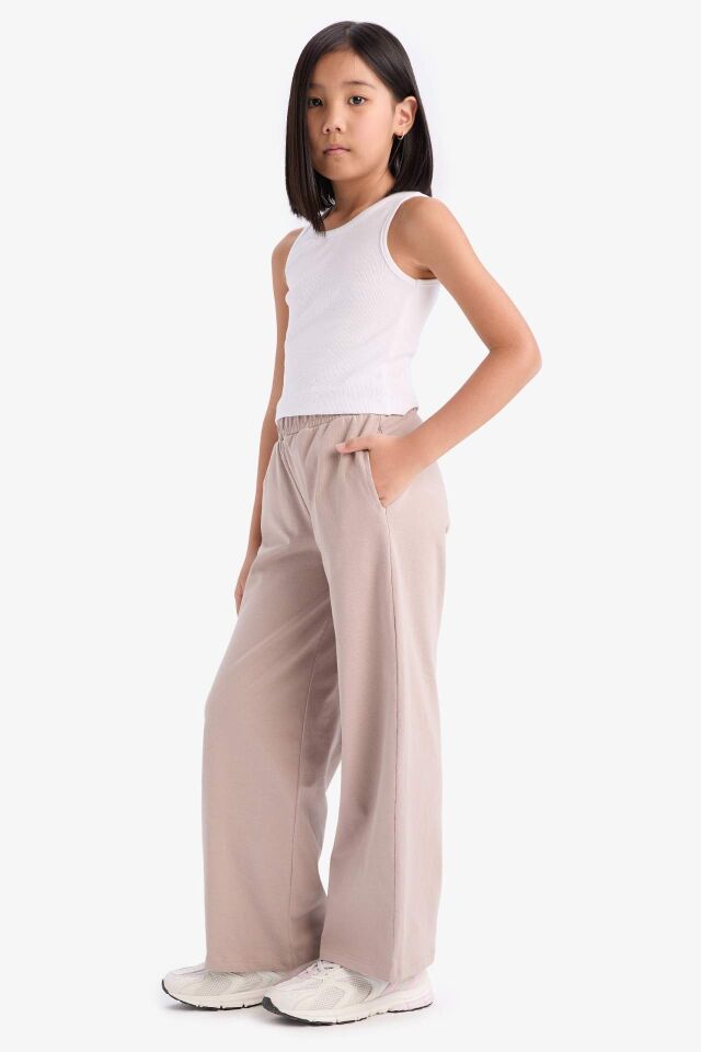 Kız Çocuk Esnek Belli Wide Leg Geniş Paça Pantolon