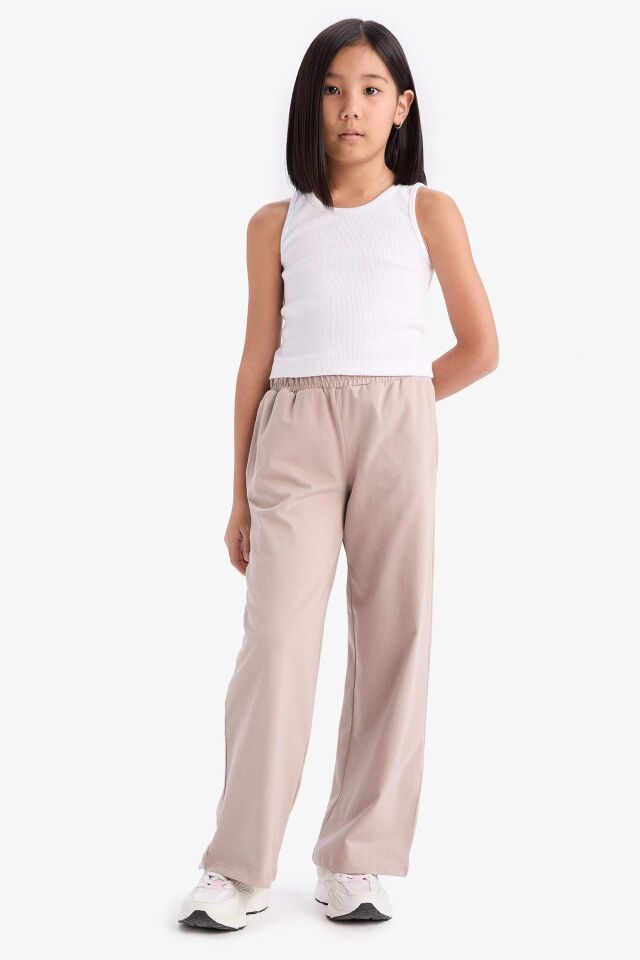Kız Çocuk Esnek Belli Wide Leg Geniş Paça Pantolon