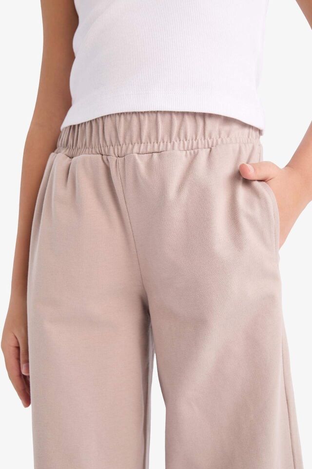 Kız Çocuk Esnek Belli Wide Leg Geniş Paça Pantolon