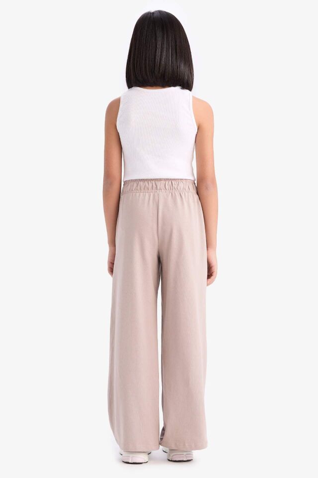 Kız Çocuk Esnek Belli Wide Leg Geniş Paça Pantolon