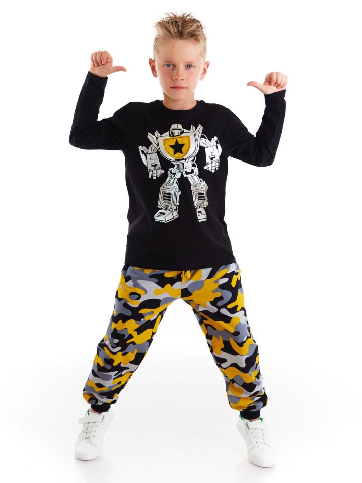 Robot Kamuflaj Erkek Çocuk T-shirt Pantolon Takım