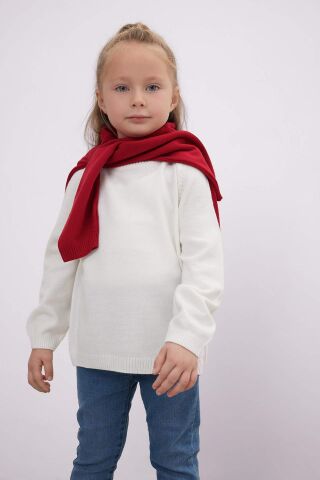 Kız Bebek Bisiklet Yaka Basic Düz Triko Kazak