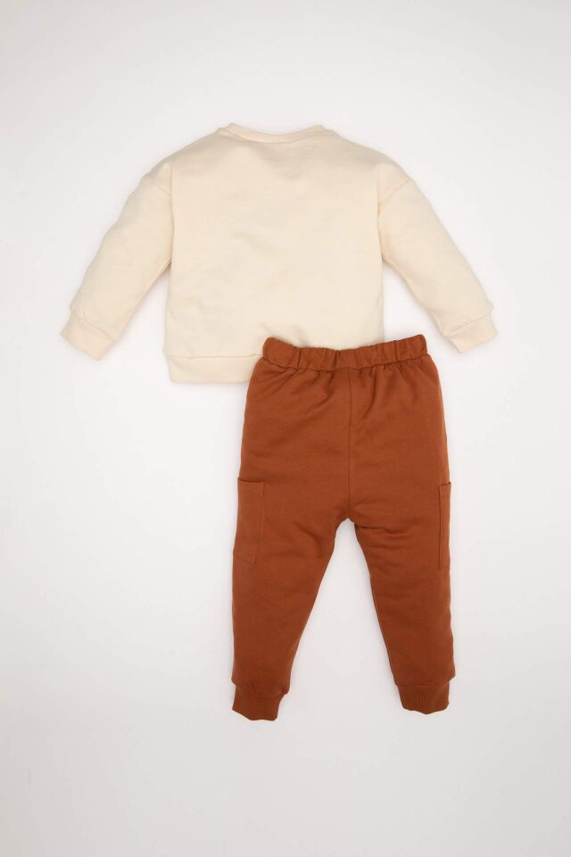 Erkek Bebek 2'li Takım Baskılı İnce Sweatshirt Eşofman Altı