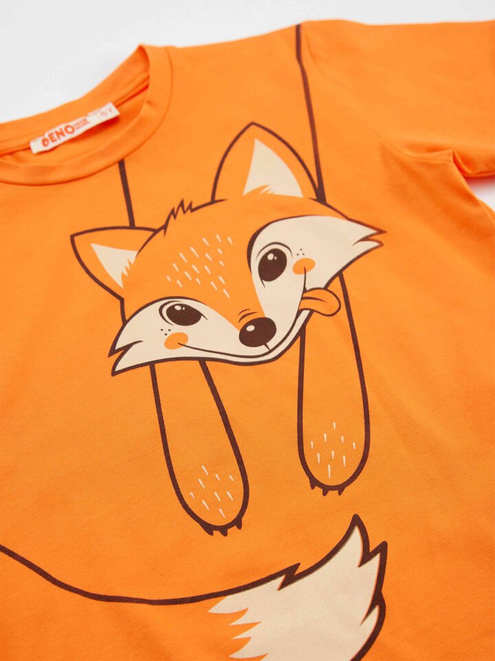 Turuncu Tilki Erkek Çocuk T-shirt Kapri Şort Takım 6 Y - Turuncu, Antresit