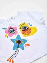 Gözler Kız Çocuk T-shirt Şort Takım 6 Y - Beyaz, Mavi