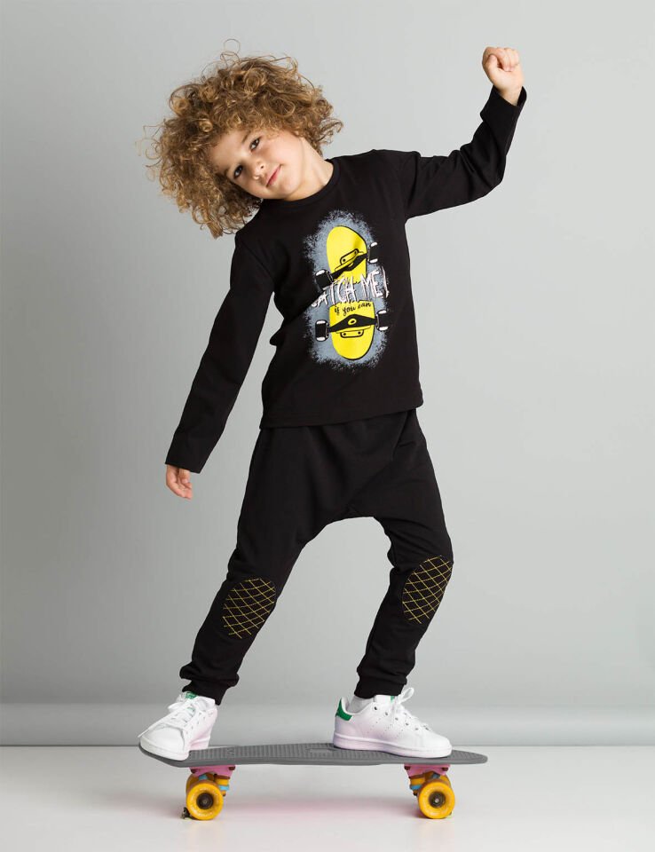 Catch Me Erkek Çocuk T-shirt Pantolon Takım 9 Y - Siyah