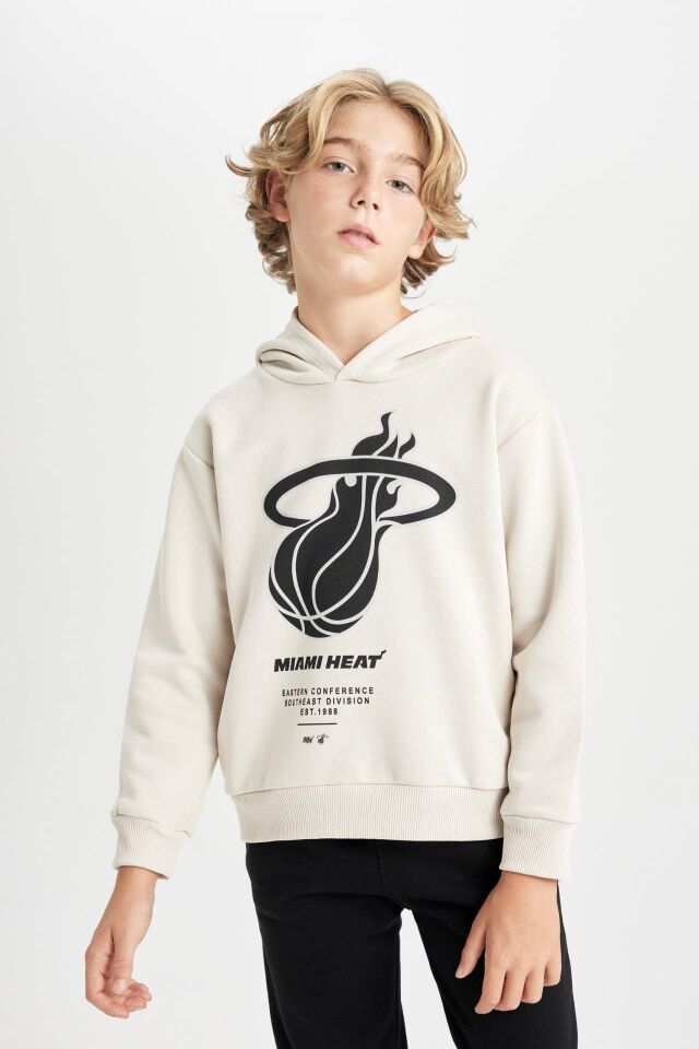 Erkek Çocuk NBA Miami Heat Kapüşonlu Kalın Sweatshirt