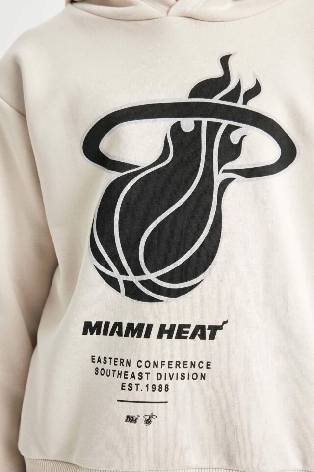 Erkek Çocuk NBA Miami Heat Kapüşonlu Kalın Sweatshirt