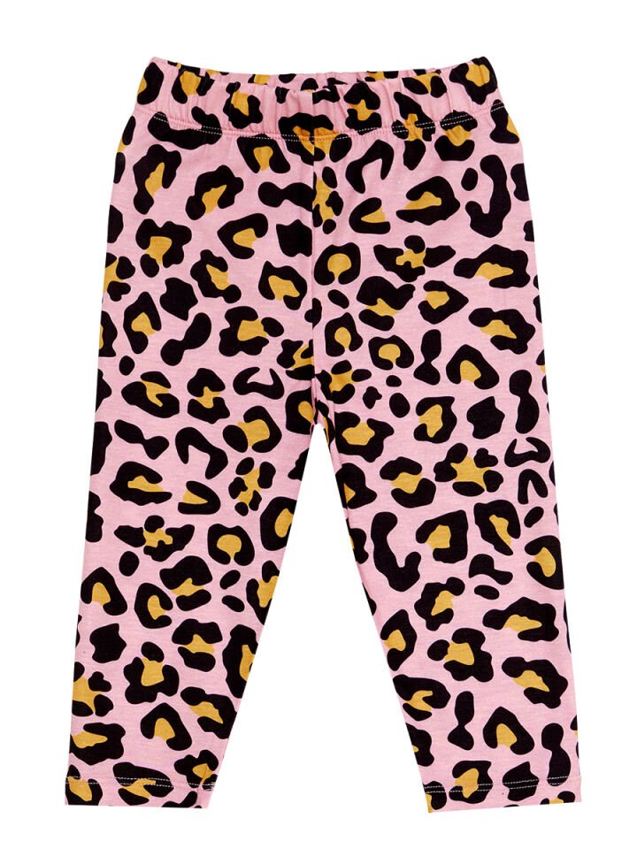 Leopar ve Zebra Kız Çocuk Tunik Tayt Takım 3 Y - Pembe