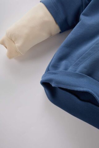 Erkek Bebek 2'li Takım Kapüşonlu Cepli Sweatshirt Beli Lastikli Eşofman Altı