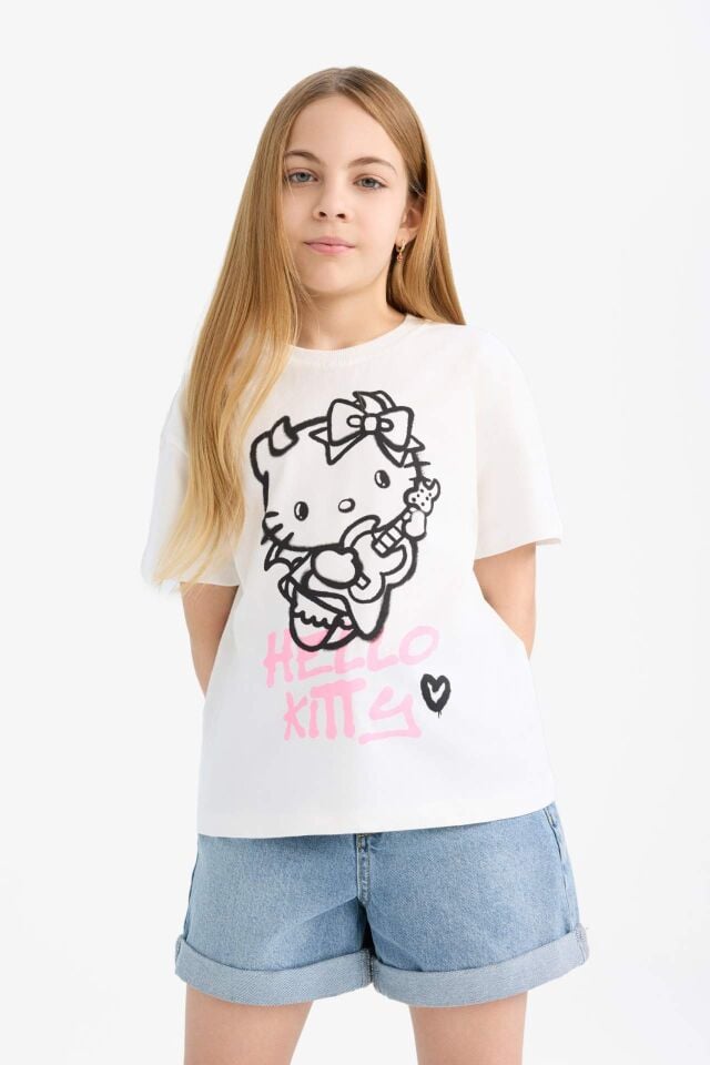 Kız Çocuk Hello Kitty Relax Fit Kısa Kollu Tişört