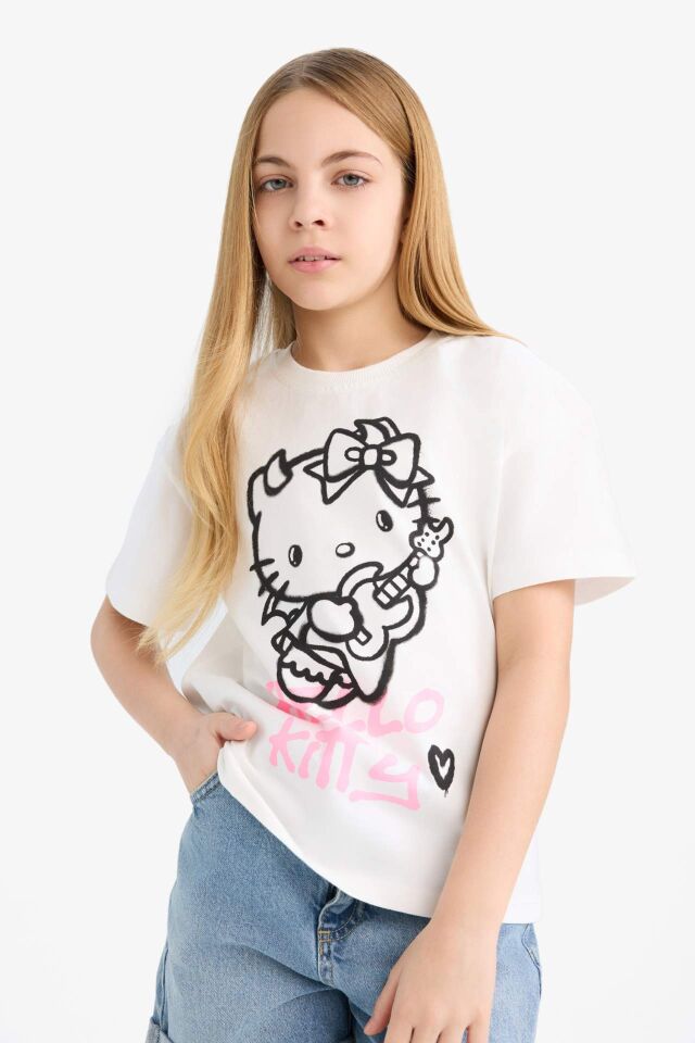 Kız Çocuk Hello Kitty Relax Fit Kısa Kollu Tişört