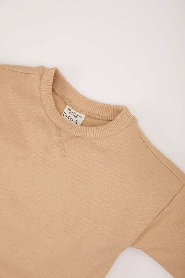 Erkek Bebek Bisiklet Yaka İçi Yumuşak Tüylü Basic Düz Sweatshirt