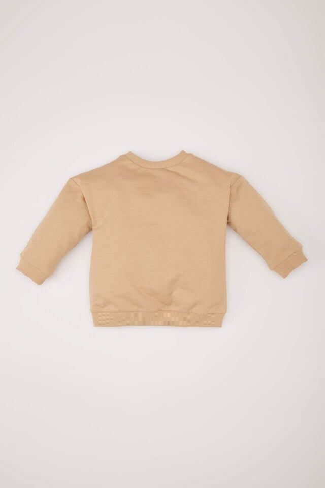 Erkek Bebek Bisiklet Yaka İçi Yumuşak Tüylü Basic Düz Sweatshirt