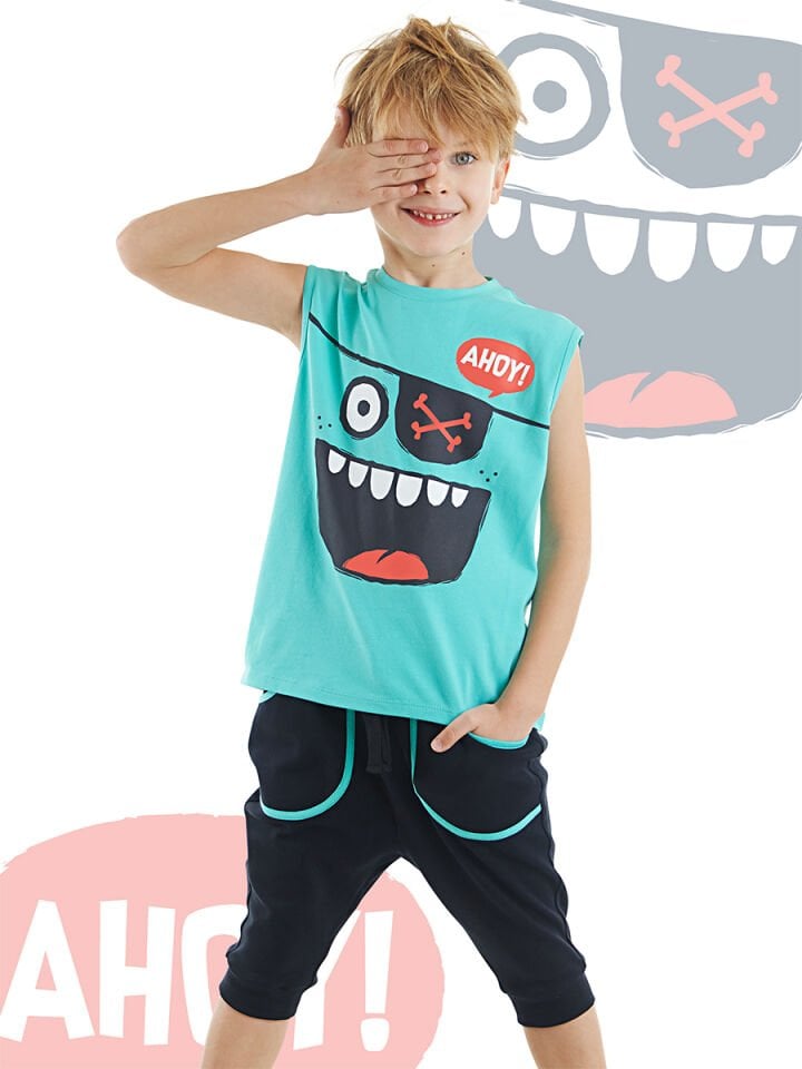 Ahoy Erkek Çocuk T-shirt Kapri Şort Takım