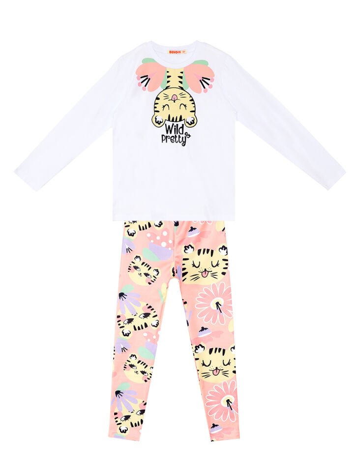 Süslü Leo Kız Çocuk T-Shirt Tayt Takım 5 Y - Pembe