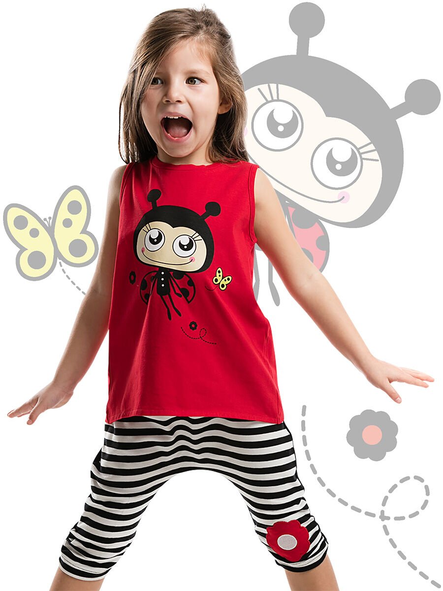 Uç Uç Kız Çocuk T-shirt Kapri Şort Takım