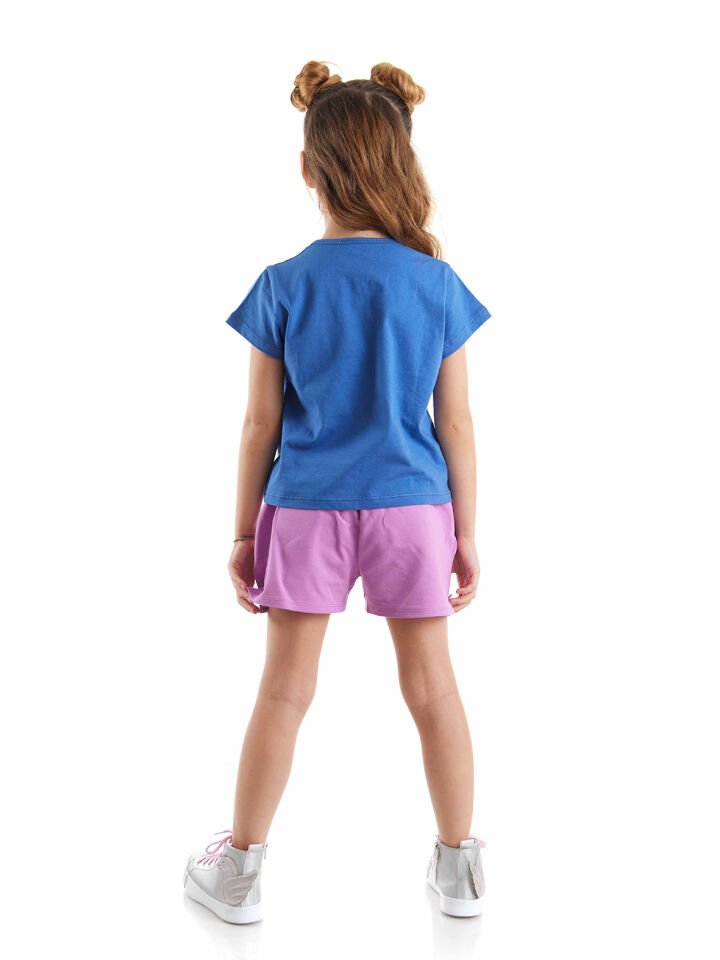 Dilek Dile Kız Çocuk T-shirt Şort Takım 7 Y - Mor, Lacivert