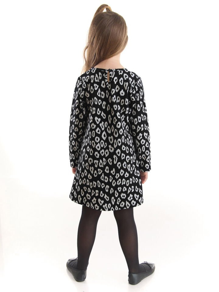 Çiçekli Kedi Kız Çocuk Elbise