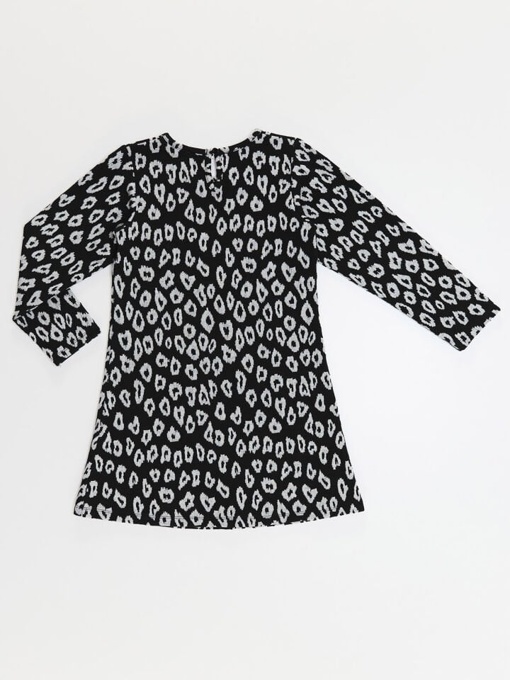 Çiçekli Kedi Kız Çocuk Elbise