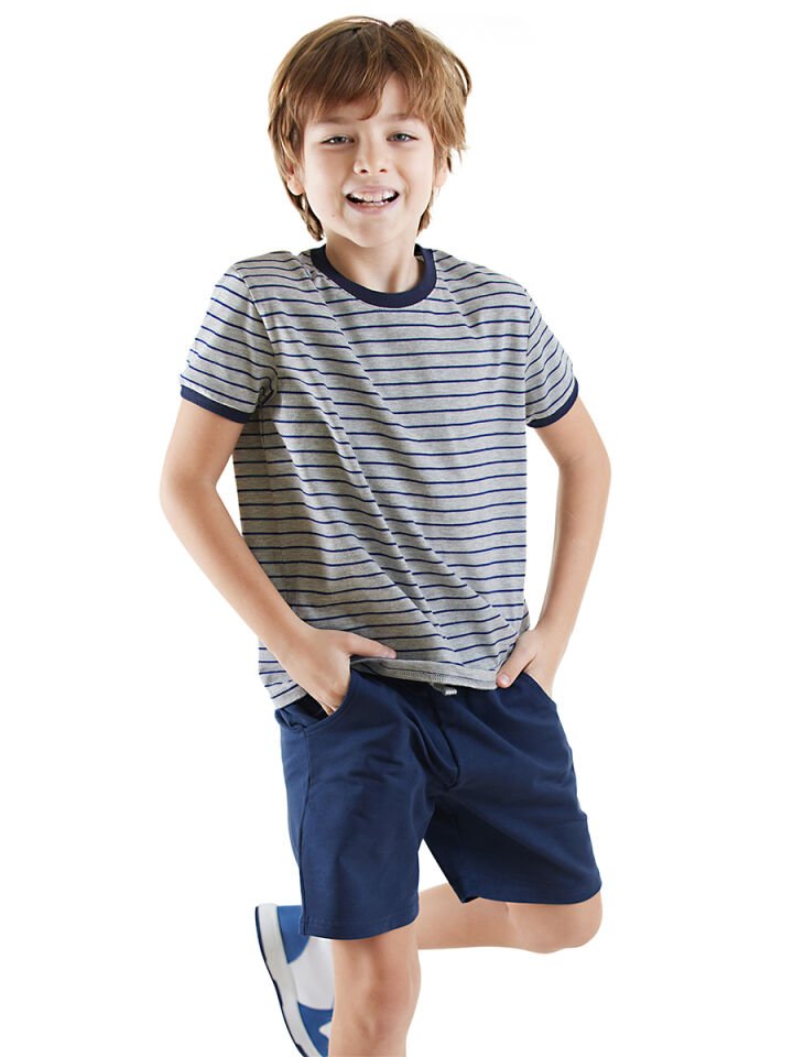 Erkek Çocuk Basic T-shirt Şort Takım 4 Y - Gri