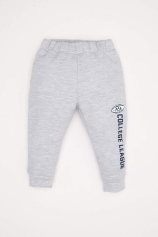 Erkek Bebek 2'li Takım Baskılı Selanik Kumaş Bisiklet Yaka Sweatshirt Jogger Eşofman Altı