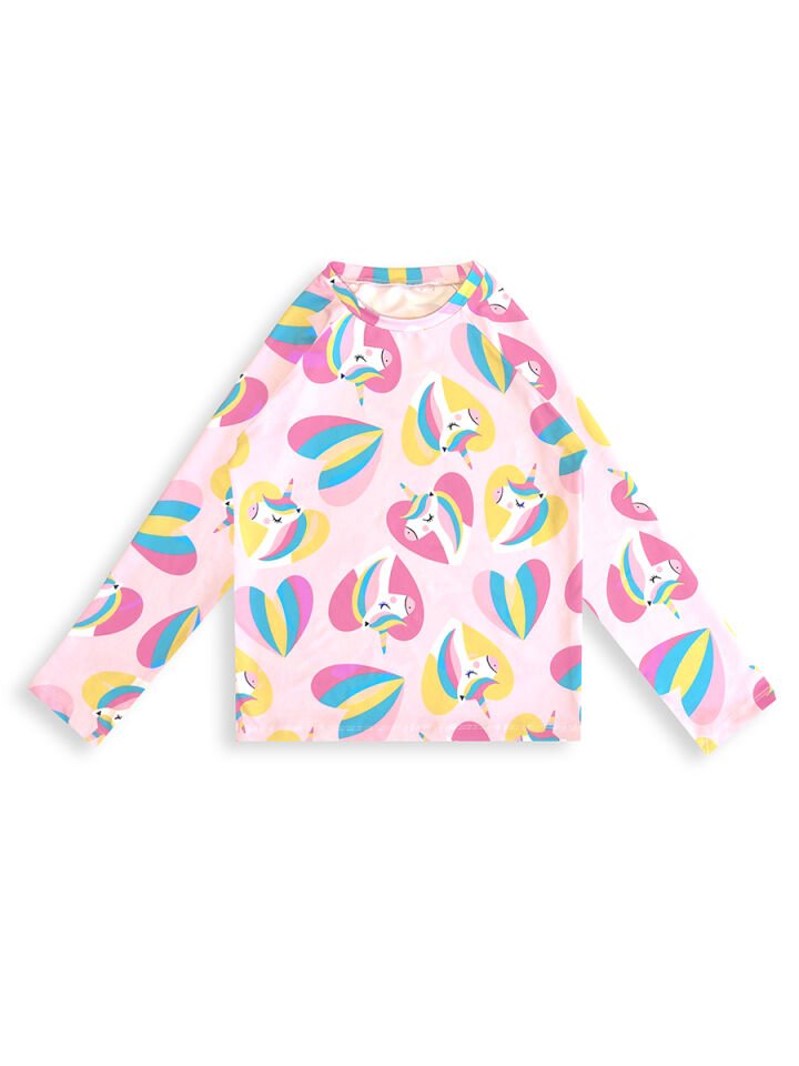UV Korumalı Unicorn Kız Çocuk Mayo T-shirt 3Y - Pembe