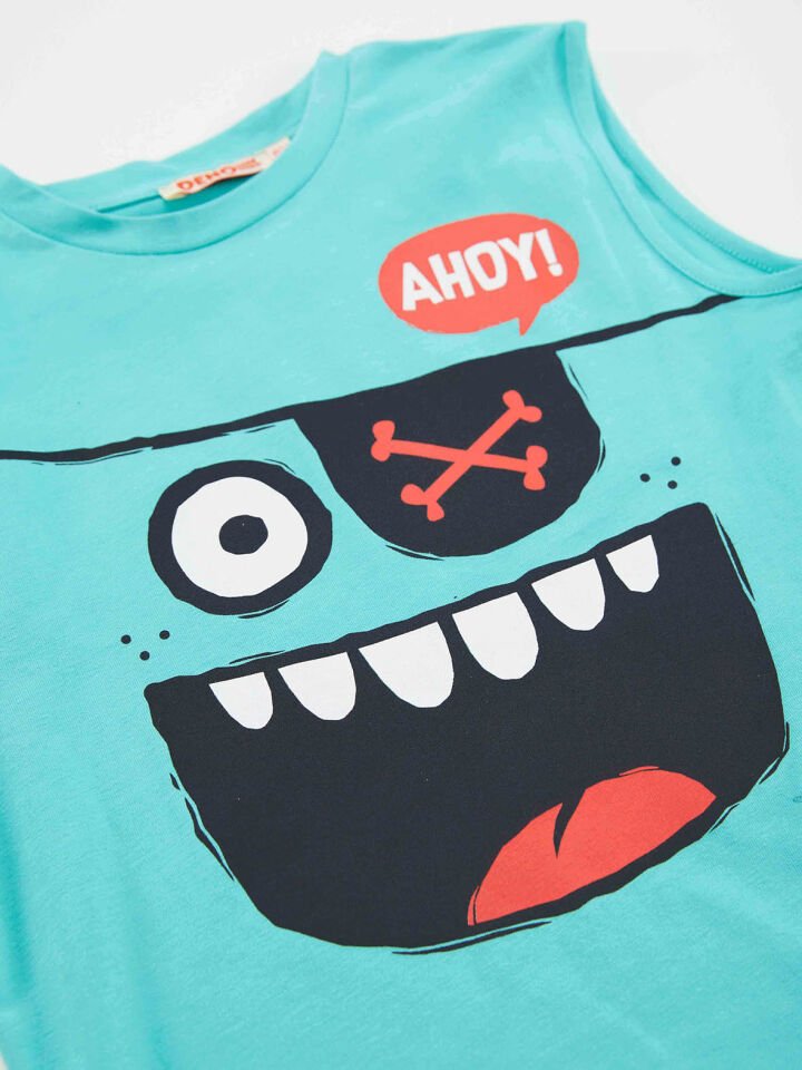 Ahoy Erkek Çocuk T-shirt Kapri Şort Takım 5 Y - Mavi, Lacivert