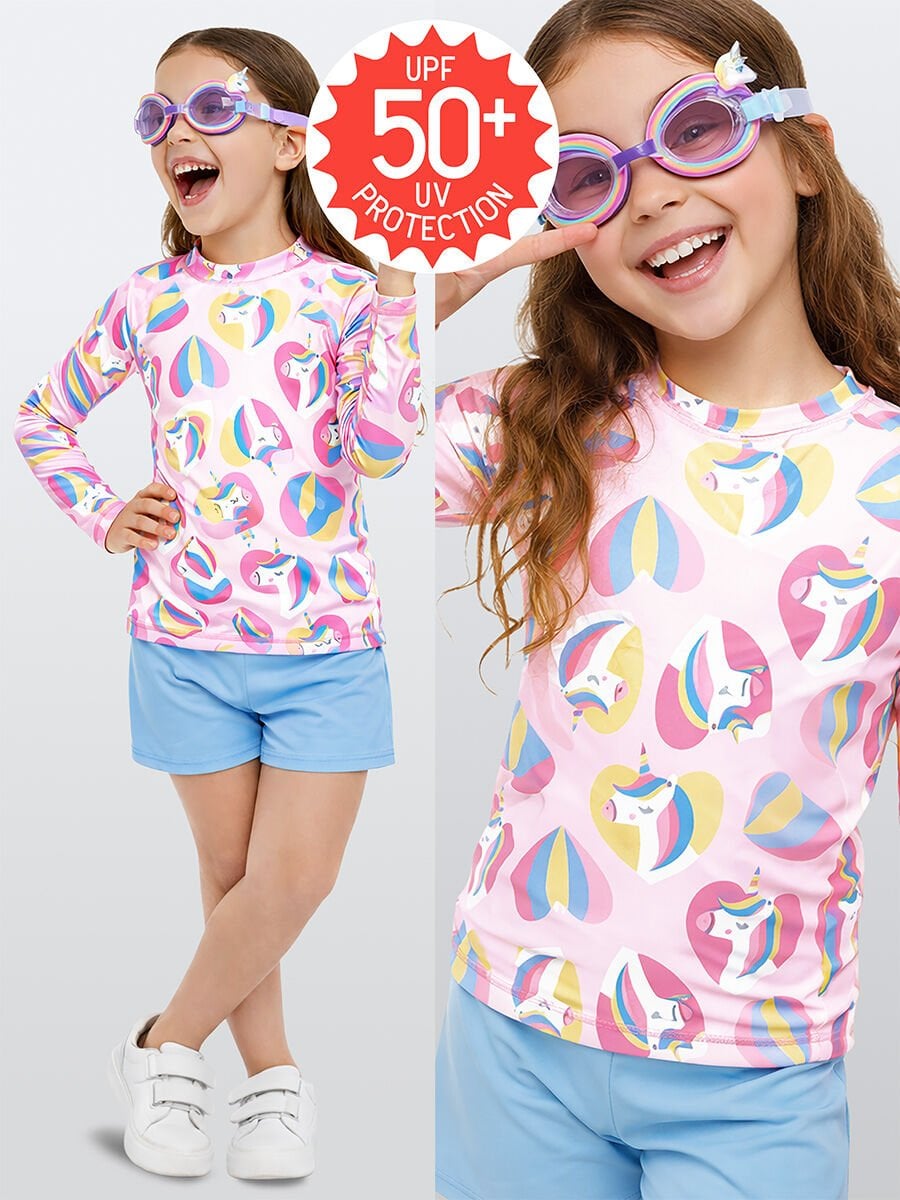 UV Korumalı Unicorn Kız Çocuk Mayo T-shirt 4Y - Pembe