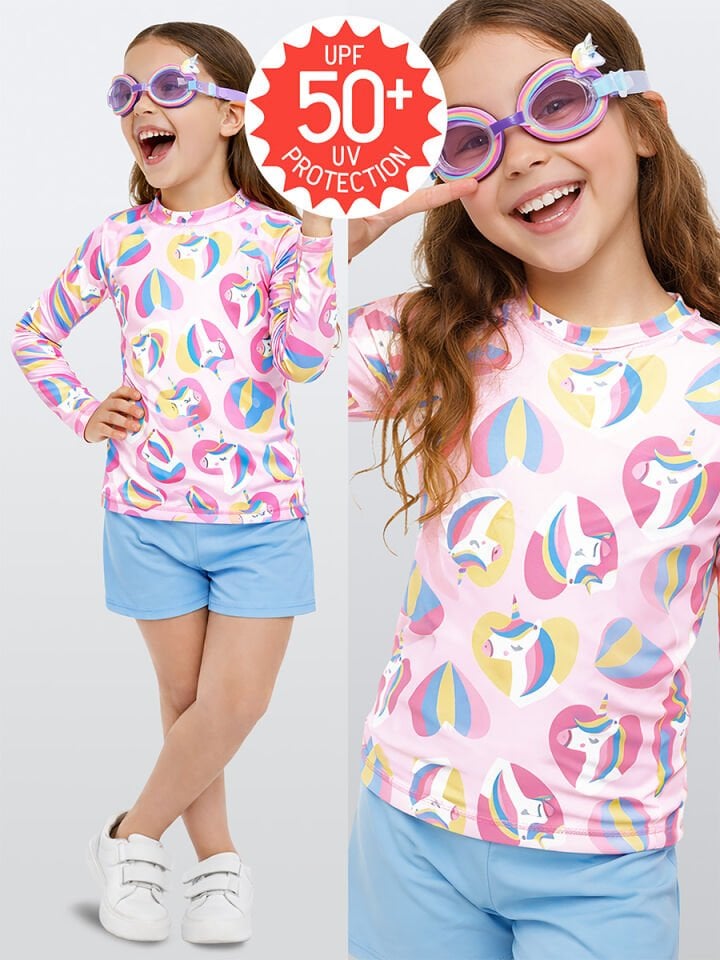 UV Korumalı Unicorn Kız Çocuk Mayo T-shirt 4Y - Pembe