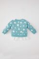 Kız Bebek Bisiklet Yaka Çiçekli Sweatshirt