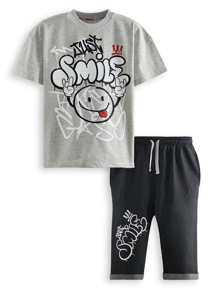 Just Smile Erkek Çocuk T-shirt Kapri Şort Takım