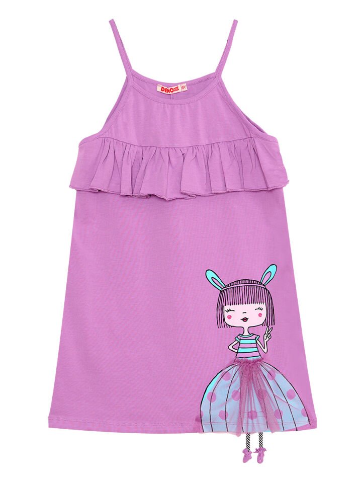 Fırfırlı Kız Çocuk Lila Elbise 5 Y - Mor