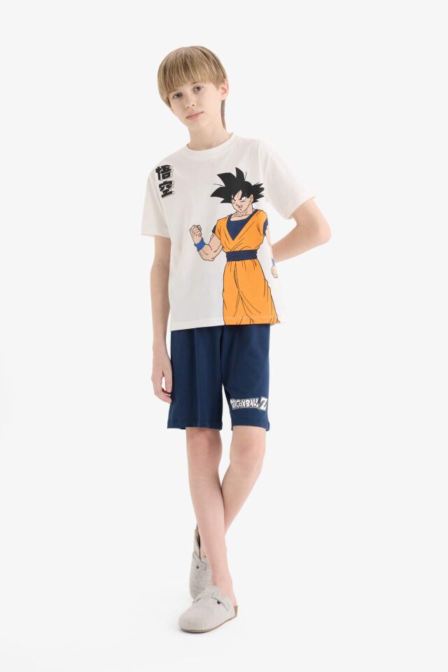 Erkek Çocuk Dragon Ball Pijama Takımı Kısa Kollu Üst Beli Lastikli Şort
