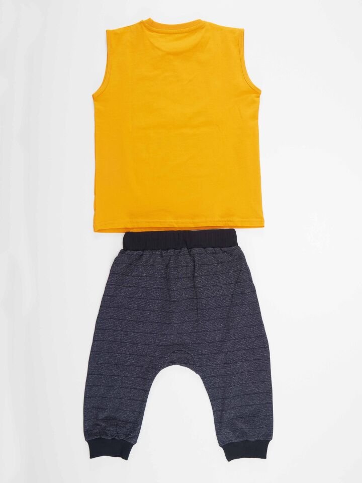 Motocross Erkek Çocuk T-shirt Kapri Şort Takım 7 Y - Turuncu, Lacivert