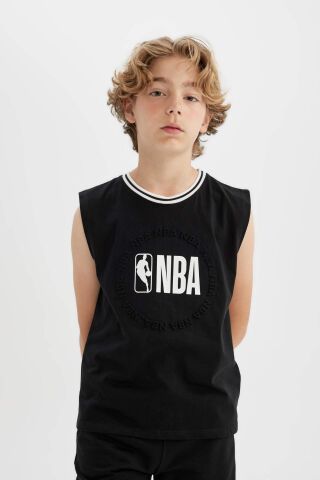 Erkek Çocuk NBA Wordmark Bisiklet Yaka Atlet