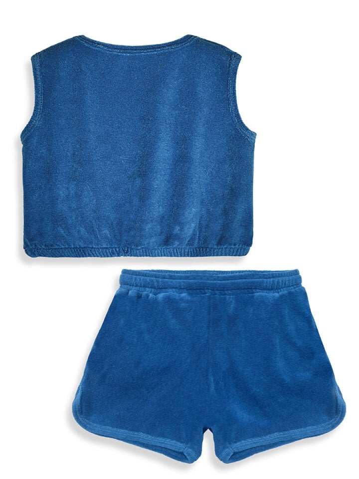 Gülen Çiçek Kız Çocuk Havlu T-shirt ve Şort Takım