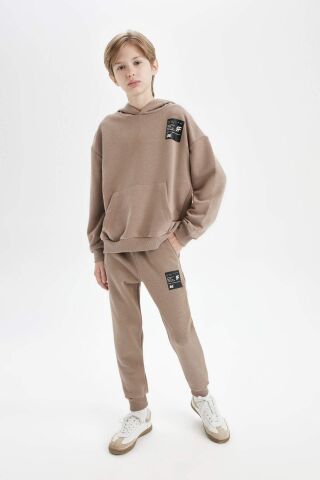 Erkek Çocuk Oversize Geniş Kalıp Kapüşonlu Cepli Kalın Okul Sweatshirt