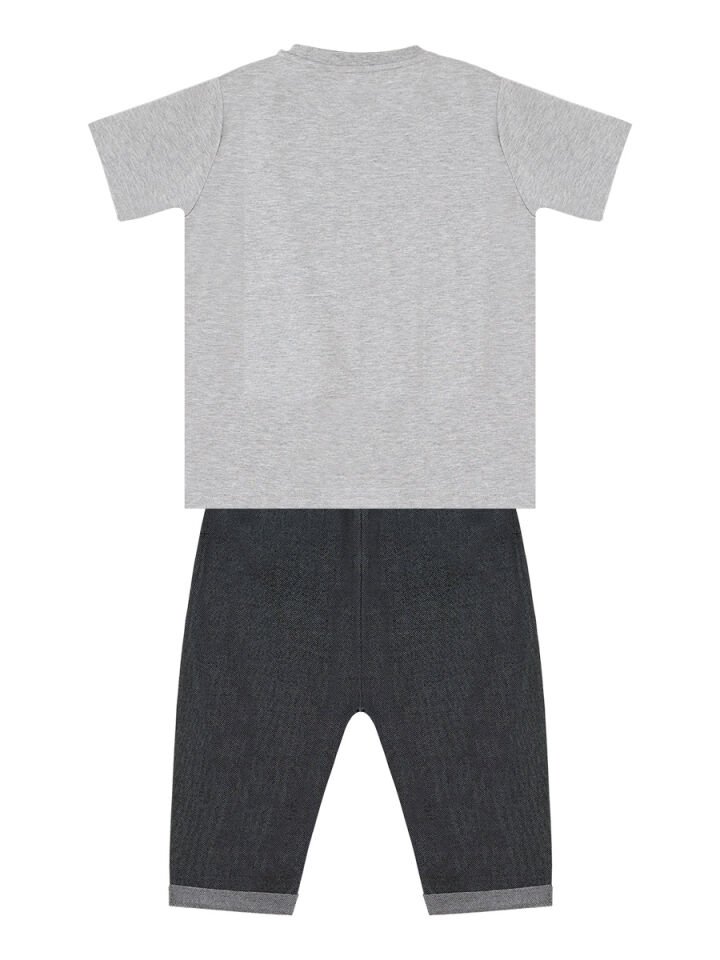 Cool Animals Erkek Çocuk T-shirt Kapri Şort Takım 5 Y - Gri, Siyah