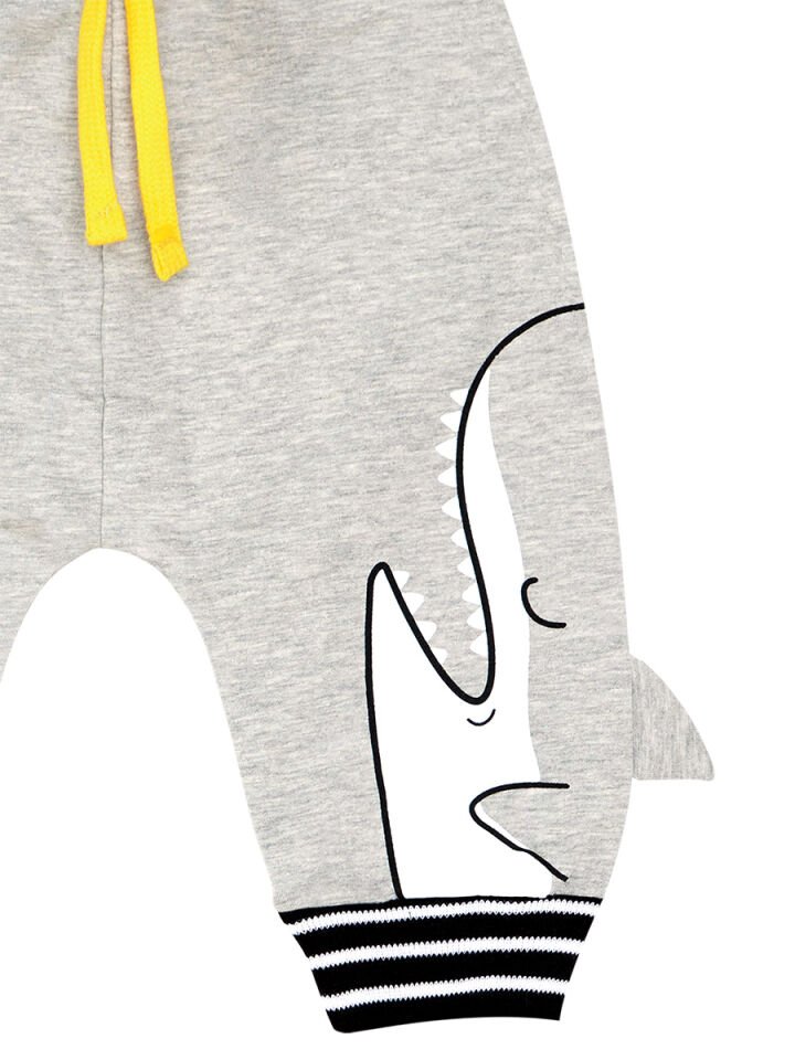 Shark Attack Erkek Çocuk T-shirt Kapri Şort Takım 3 Y - Siyah, Gri