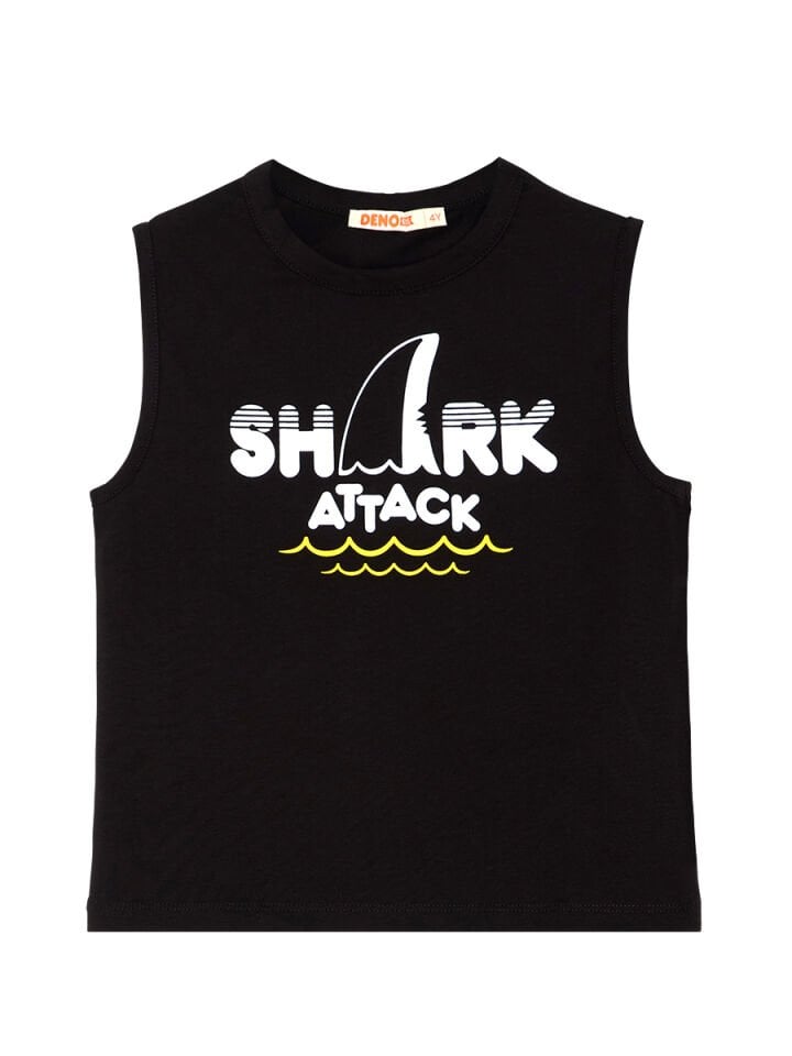 Shark Attack Erkek Çocuk T-shirt Kapri Şort Takım 4 Y - Siyah, Gri