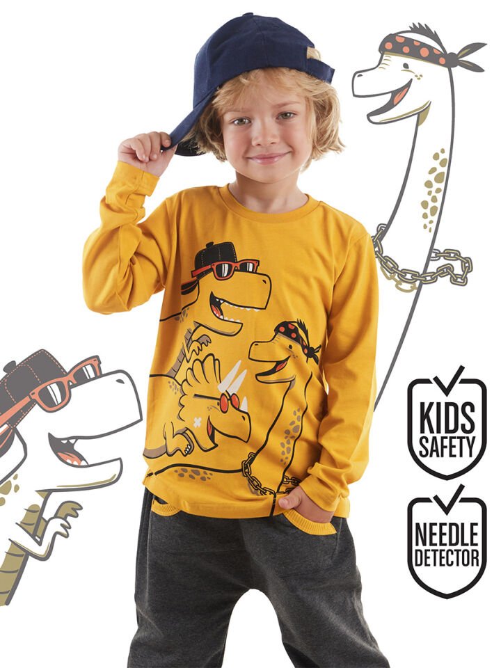 Cool Dinolar Erkek Çocuk T-shirt Pantolon Takım 8 Y - Hardal