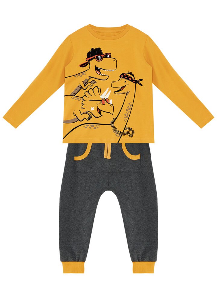Cool Dinolar Erkek Çocuk T-shirt Pantolon Takım 8 Y - Hardal