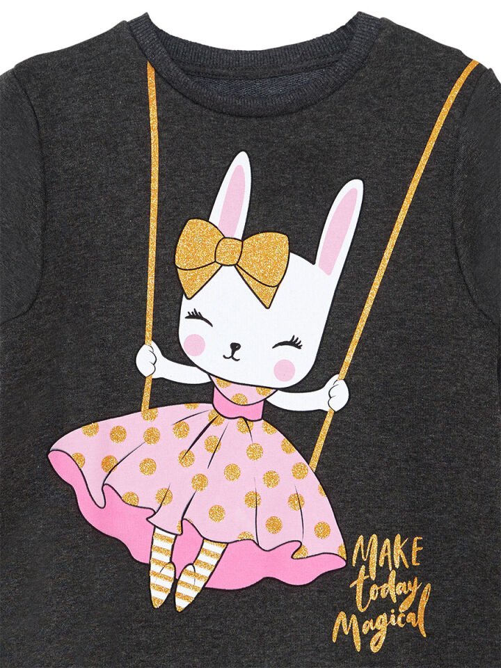 Simli Tavşan Kız Çocuk Elbise