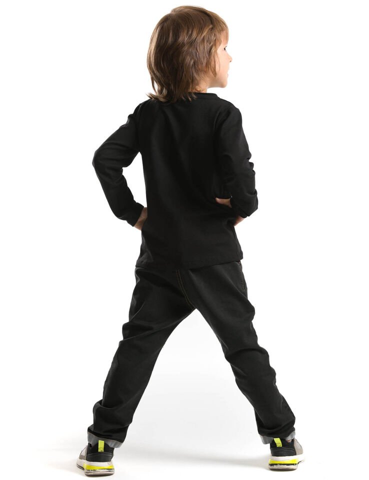 Ufo Erkek Çocuk T-shirt Denim Pantolon Takım 9 Y - Siyah