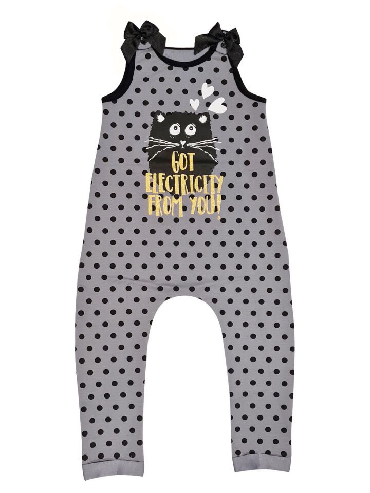 Electric Cat Kız Çocuk Tulum 5 Y - Gri Siyah